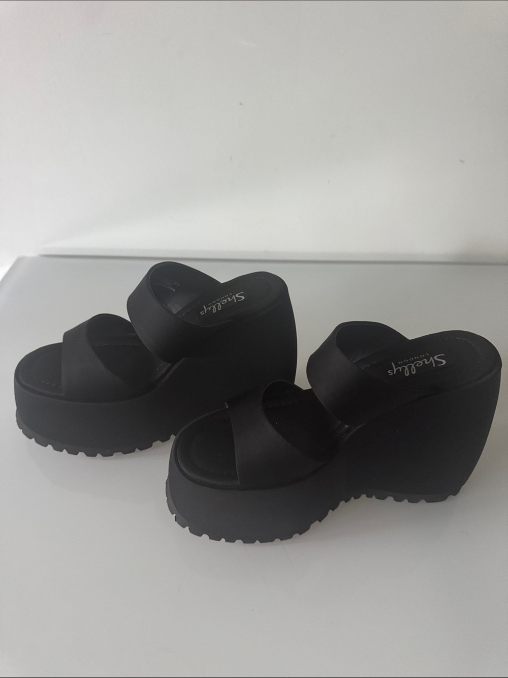 Dolls Kill Shellys London Gabriella Platform Wedge Mules Black Size 6 (EU 37) - Picture 9 of 14